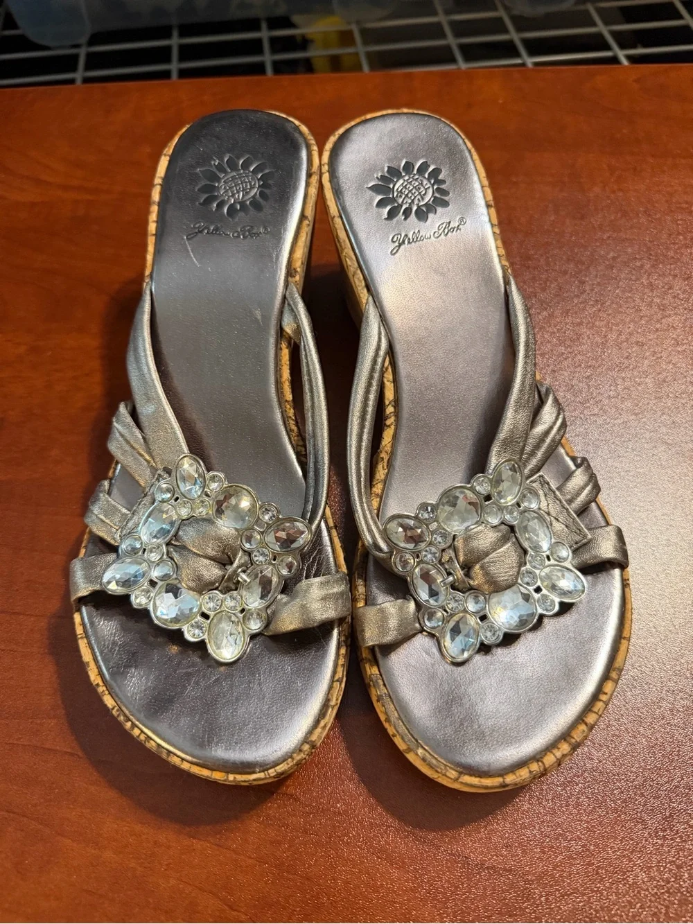 Yellow Box "Cindy" Slide-On Wedge Sandals in pewter. - Picture 1 of 6